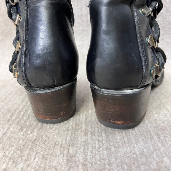 Freebird by Steven Wyatt Black Leather Tall Snake Texture Black Blue Boots 8  L - Picture 9 of 16